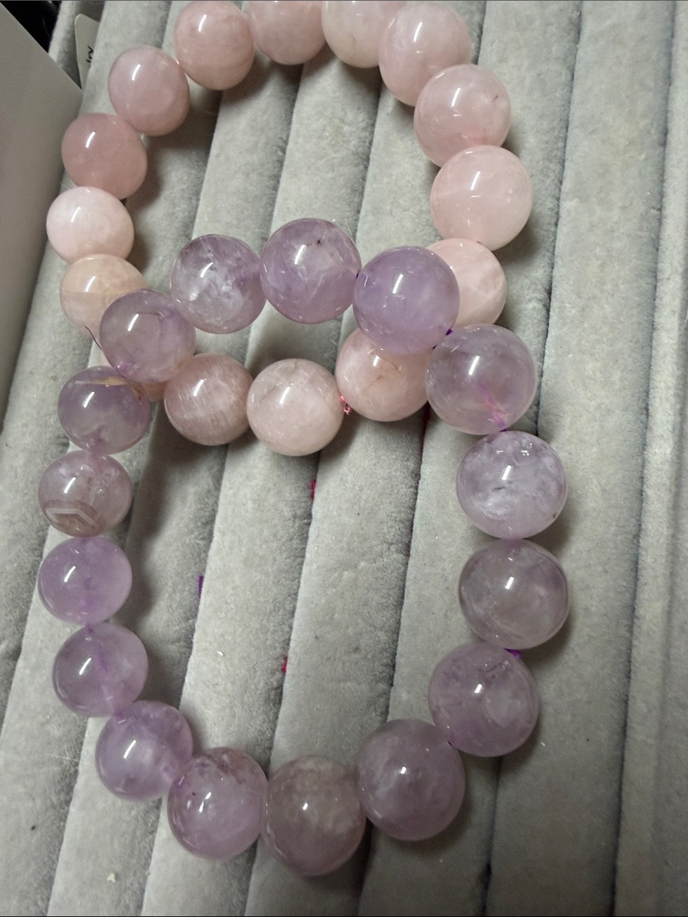 Pink and Lavender Beaded Stretch Bracelets - Rose Quartz & Amethyst